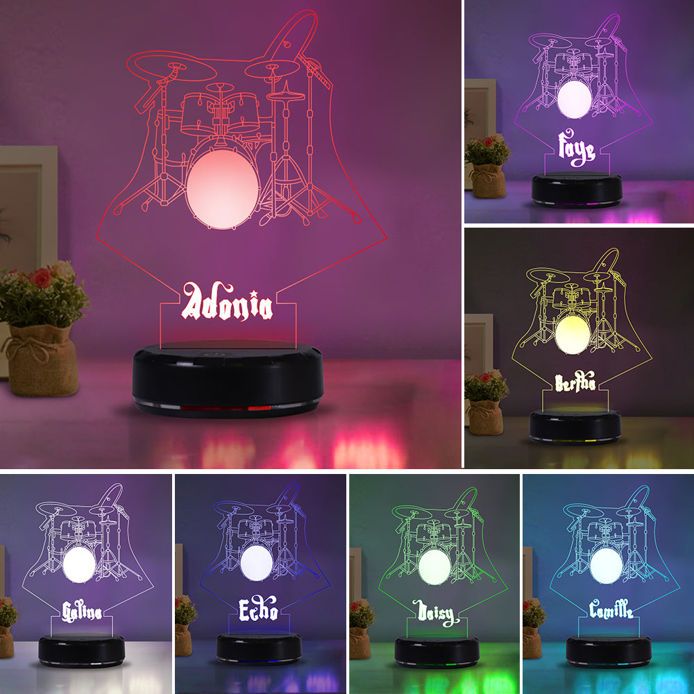 Custom Name Drum Set Acrylic Night Lights