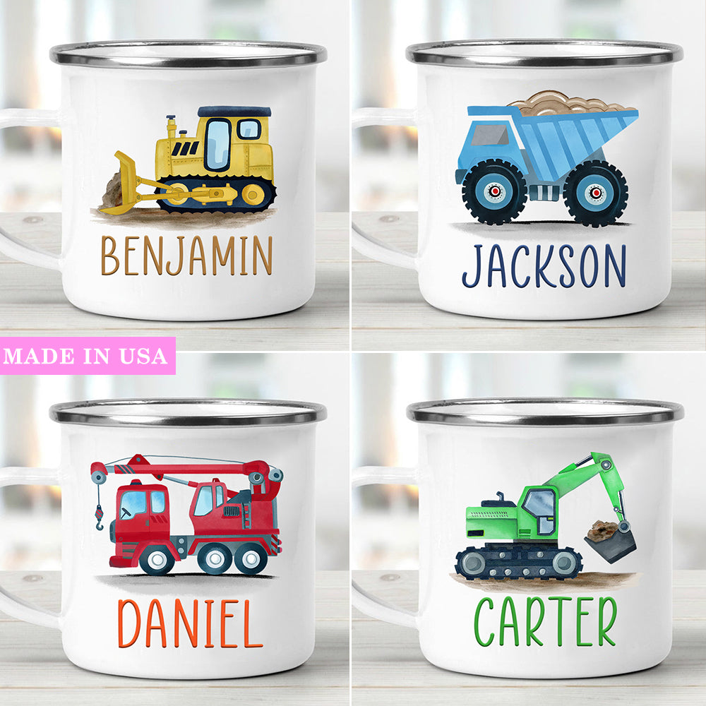 Custom Name Truck Enamel Campfire Mug - Made in USA