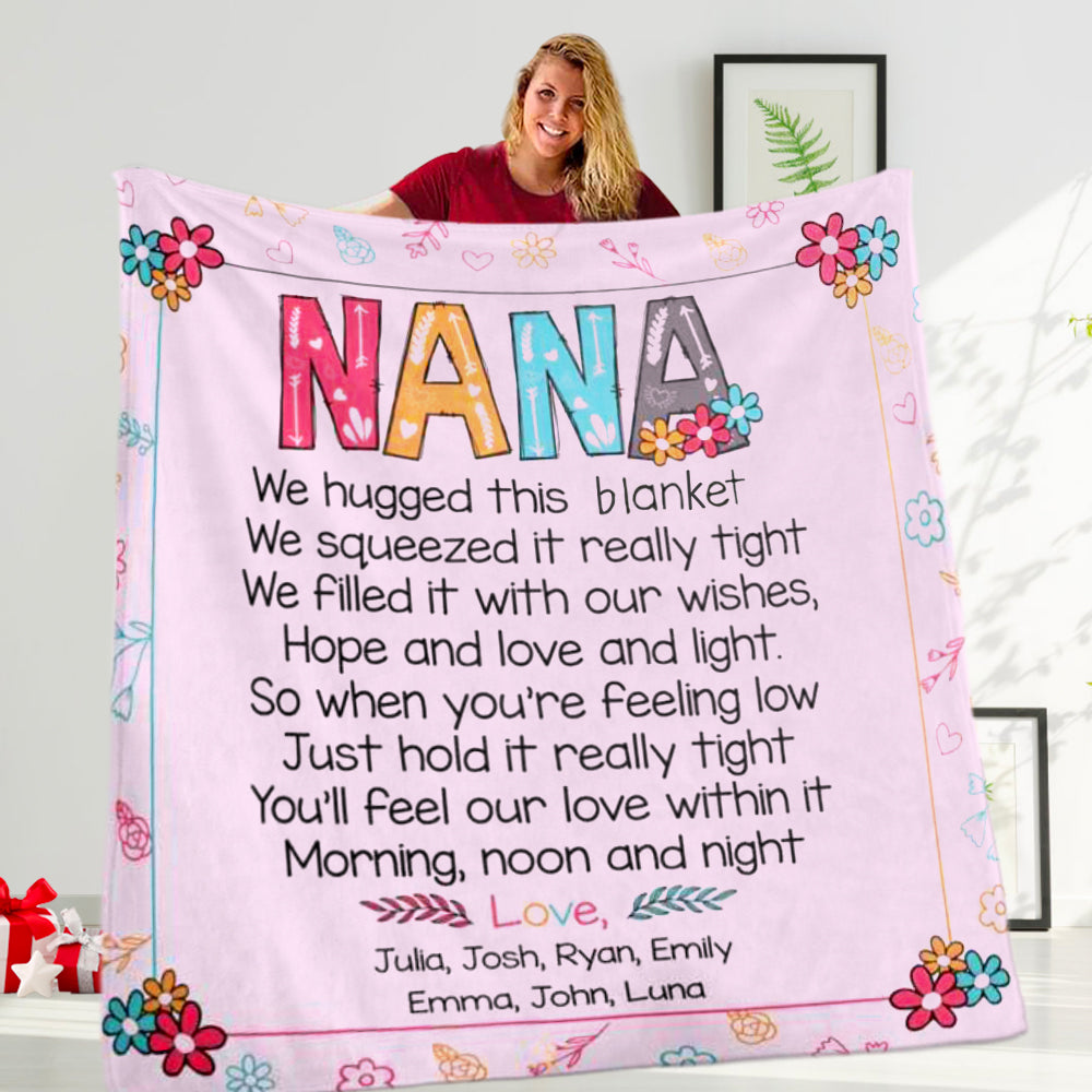 Personalized Cozy Plush Fleece Blankets with Your Nick & Kids' Names