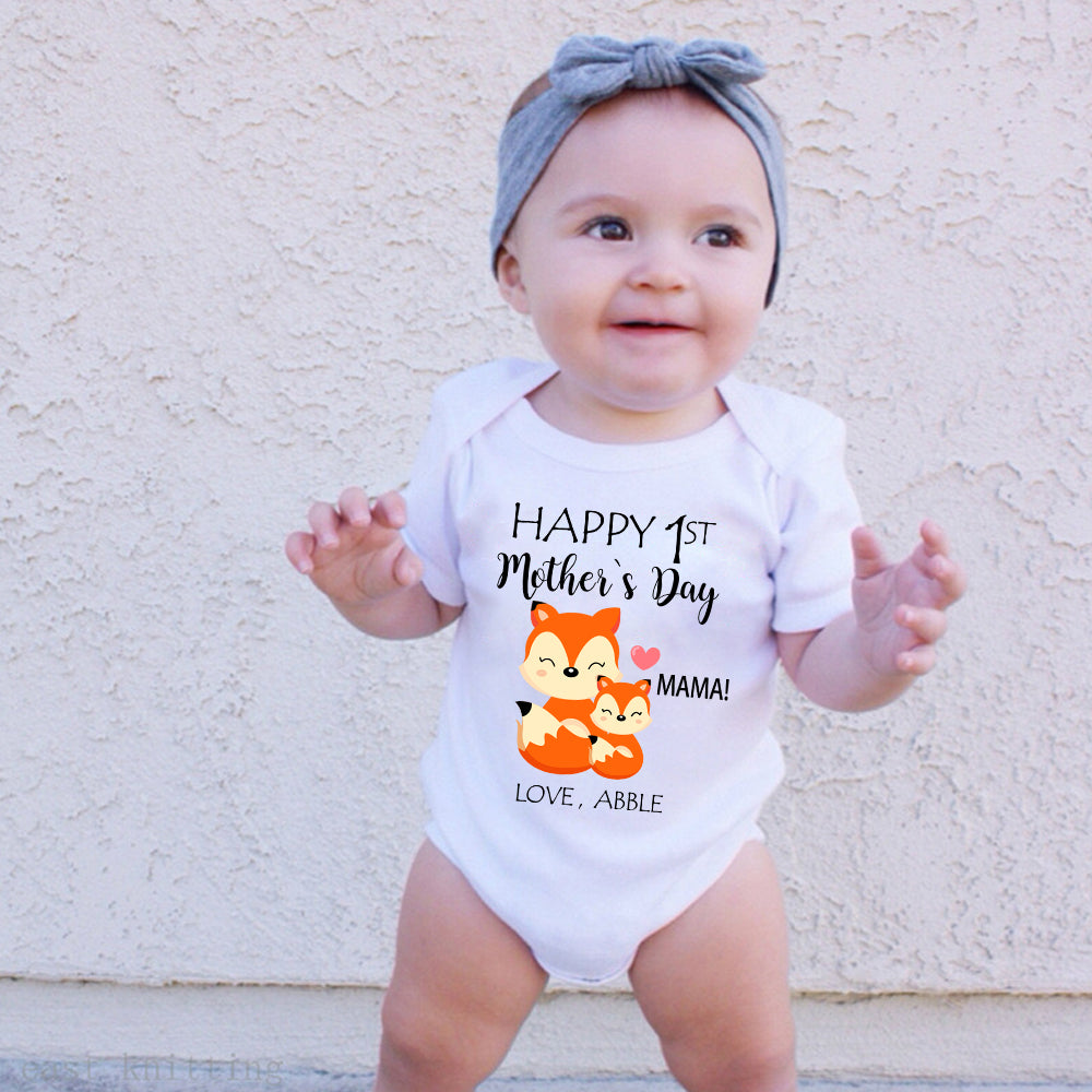 Custom Two Fox Mother's Day Baby Onesie