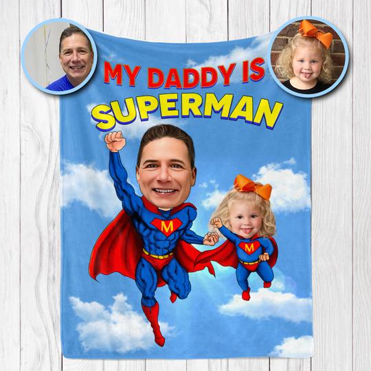 Custom Superhero Portrait Blanket with Photos