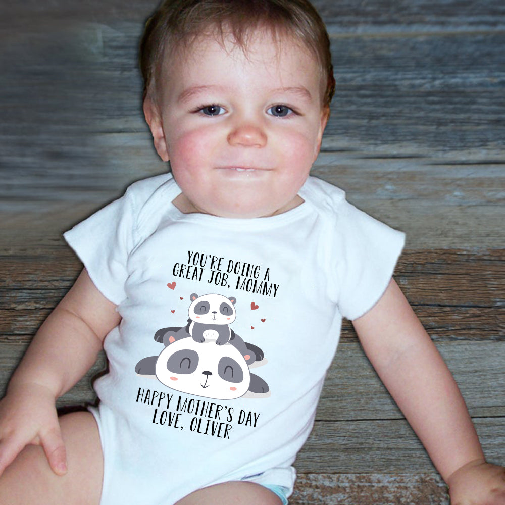 Custom Panda Mother's Day Baby Onesie
