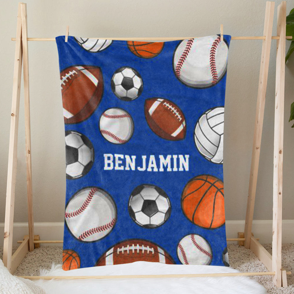 Custom Sport Baby Boy Name Blanket