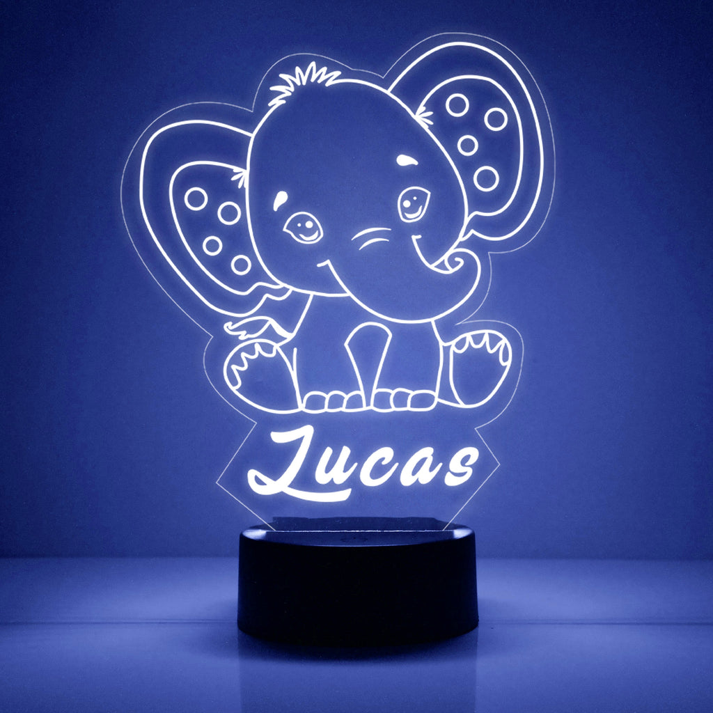 Custom Elephant Night Lights with Name / 7 Color Changing LED Lamp V02
