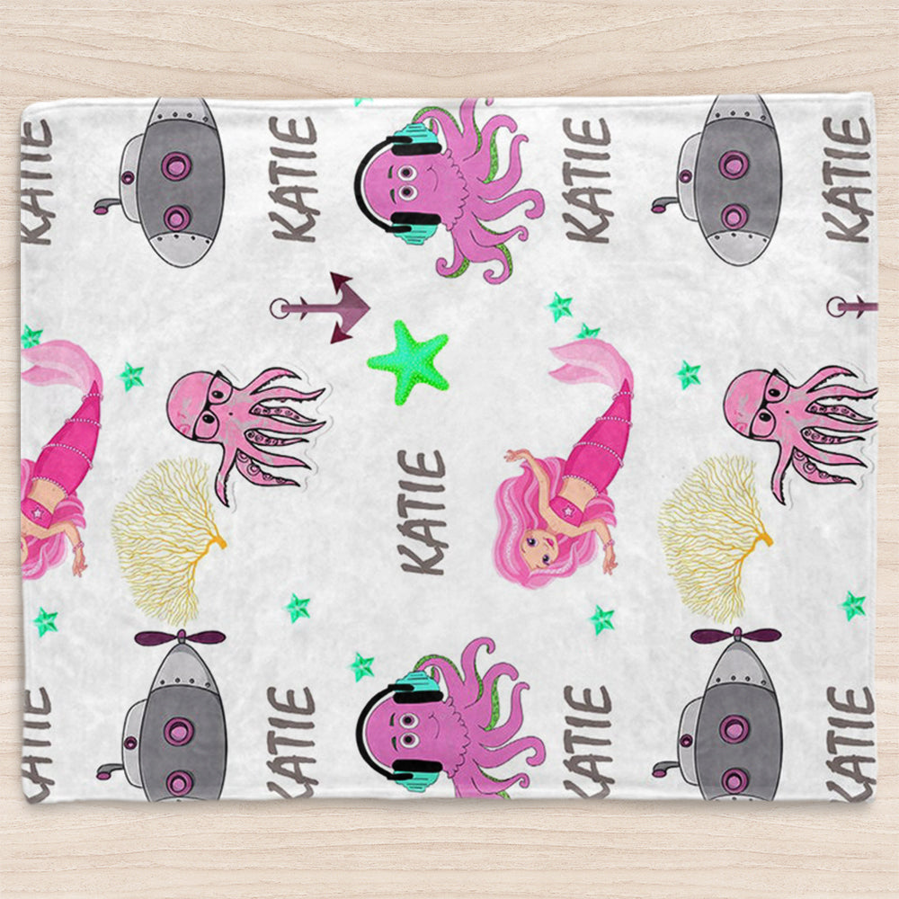 Custom Name  Baby Boy Blanket