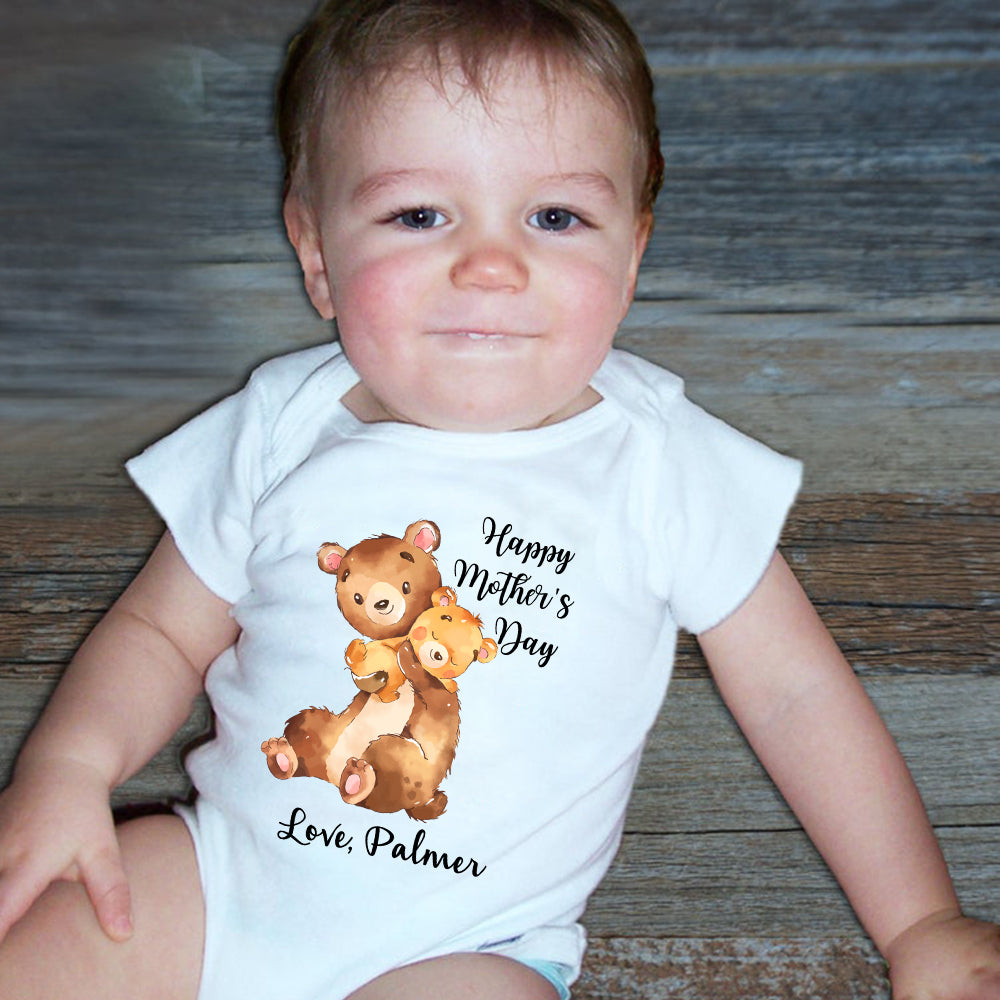 Custom Two Bears Mother's Day Baby Onesie