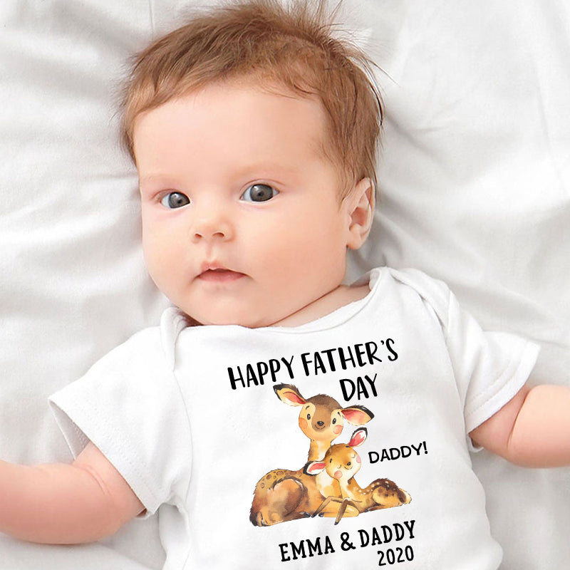Custom Deer Father's Day Fleece Blankets / Baby Onesies / Daddy Shirts