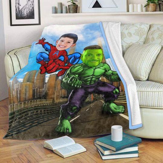 Personalized Hand-Drawing Photo Portrait Fleece Blanket