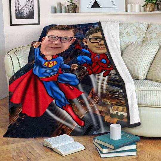Personalized Hand-Drawing Photo Portrait Fleece Blanket