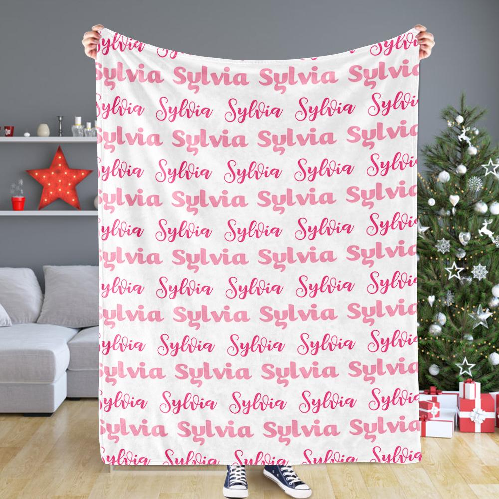 Personalized Cozy Monogram Name Plush Fleece Blanket（Two Font）