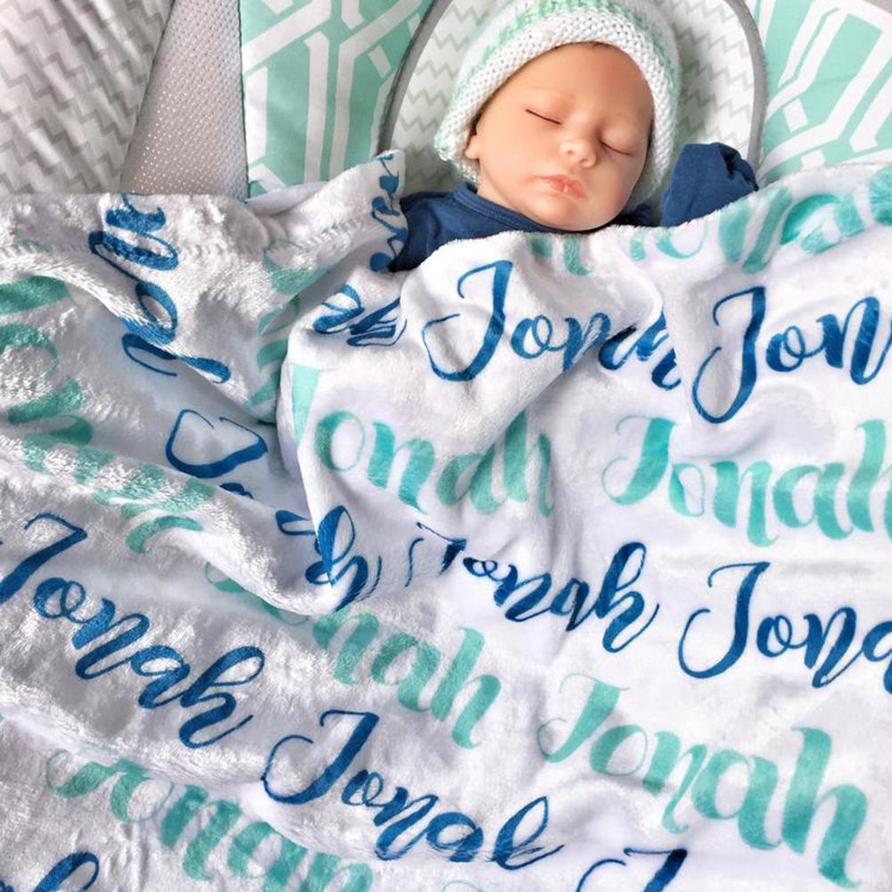 Personalized Cozy Monogram Name Plush Fleece Blanket（Two Font）