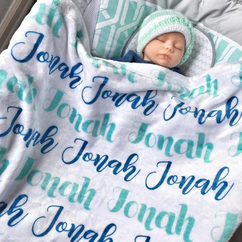 Personalized Cozy Monogram Name Plush Fleece Blanket（Two Font）