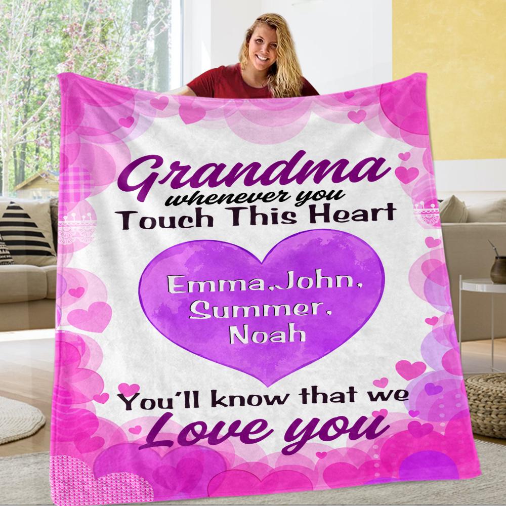Personalized Peach Heart Blankets with Your Nick & Kids' Names
