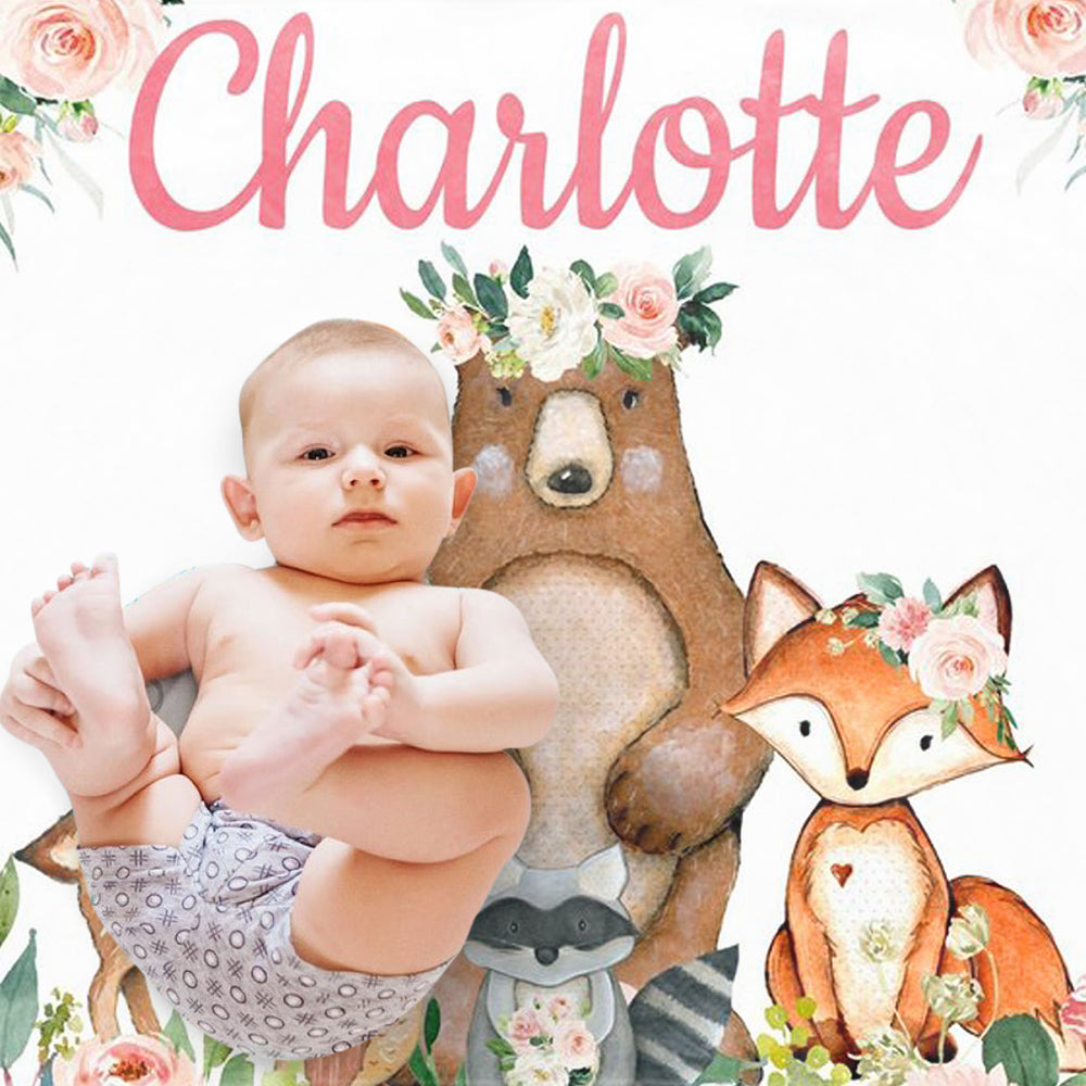 Custom Animal Flower Girl Name Blanket