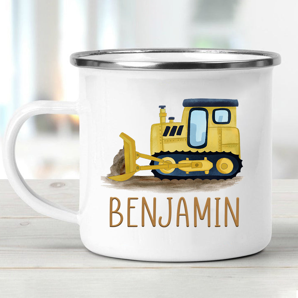 Custom Name Truck Children's Enamel Campfire Mug VII