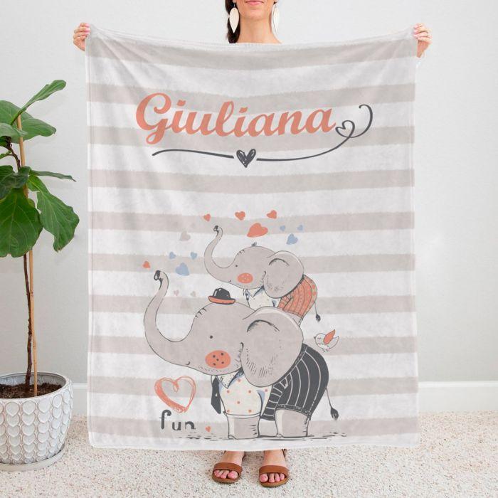 Personalized Elephant Blanket With Name III05