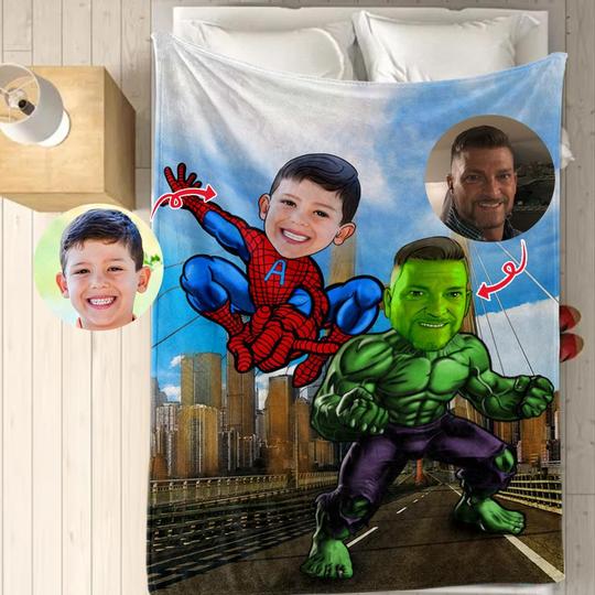Personalized Hand-Drawing Photo Portrait Fleece Blanket