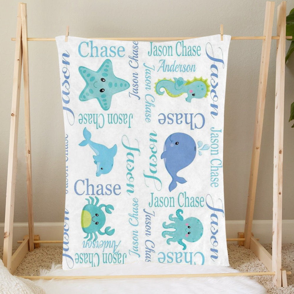 Custom Name Baby Boy and Girl Blanket