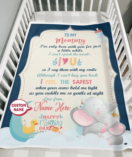 Personalized Elephant Blanket With Title and Name II05