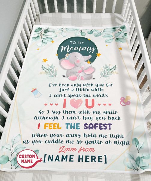 Personalized Elephant Blanket With Title and Name II04