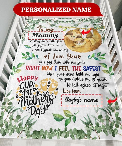Personalized Elephant Blanket With Title and Name II08