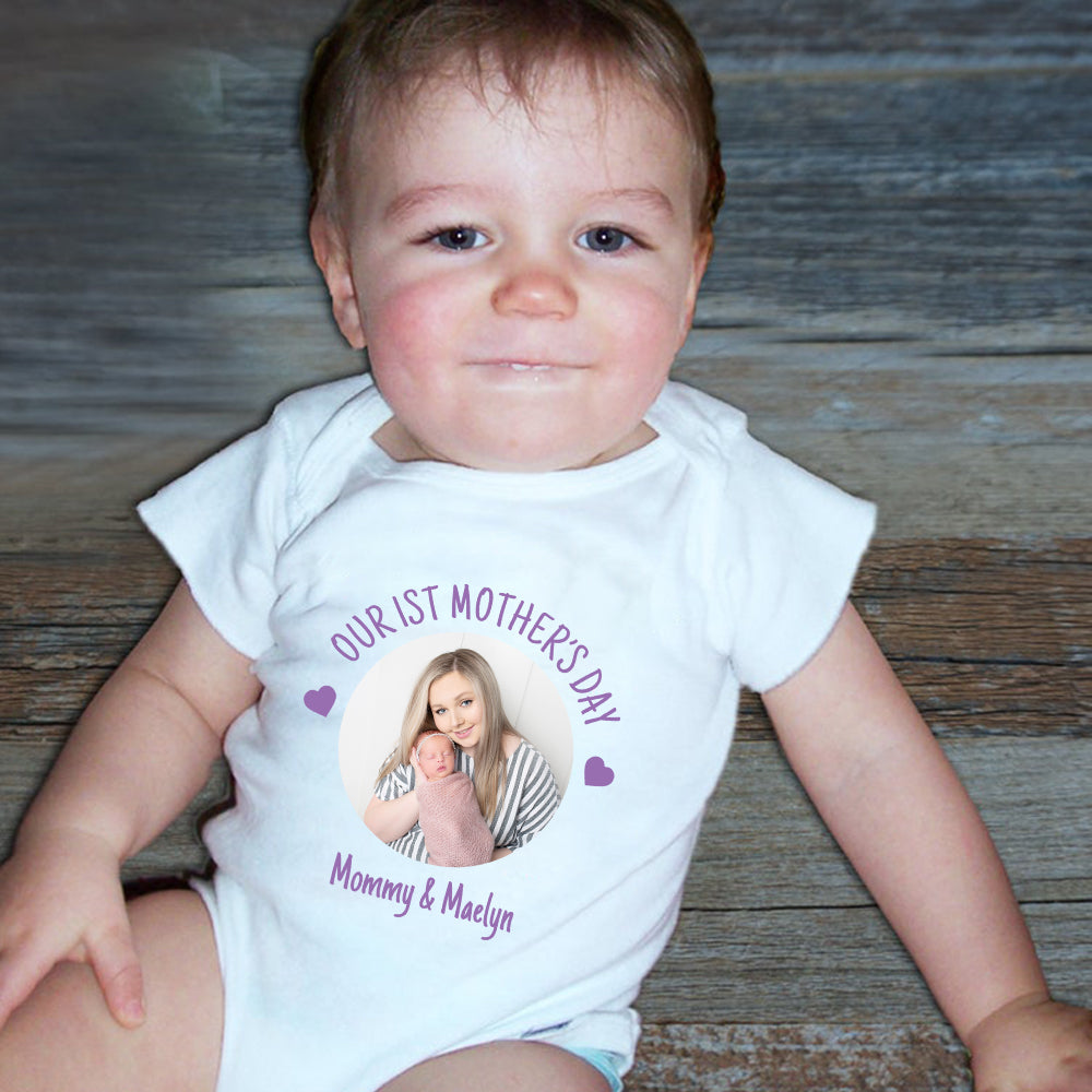 Baby Photo Bodysuit, Custom Baby Onesie, Funny Baby Onesie, Baby Boy Onesie, Baby Girl Onesie, Mother's Day Bodysuit