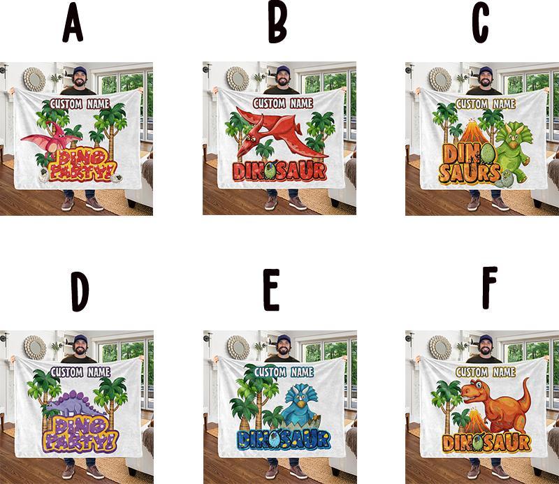 Custom KID'S Name Dinosaur Blankets