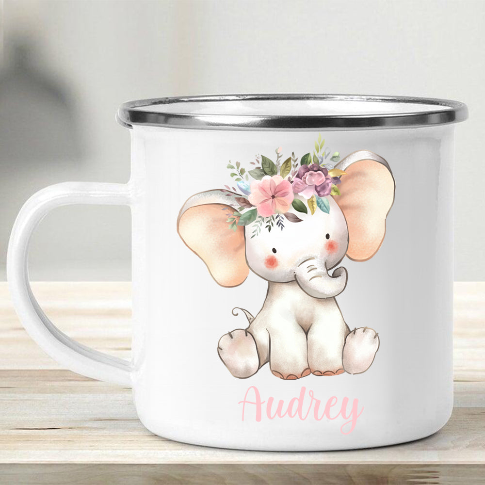 Custom Name Elephant Enamel Campfire Mug IV