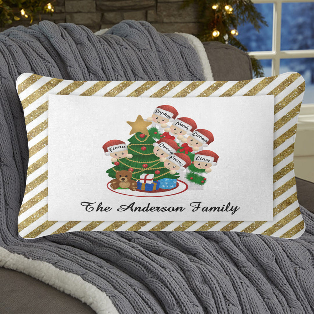 Personalized Christmas Tree and Hat Family Pillowcase With Name