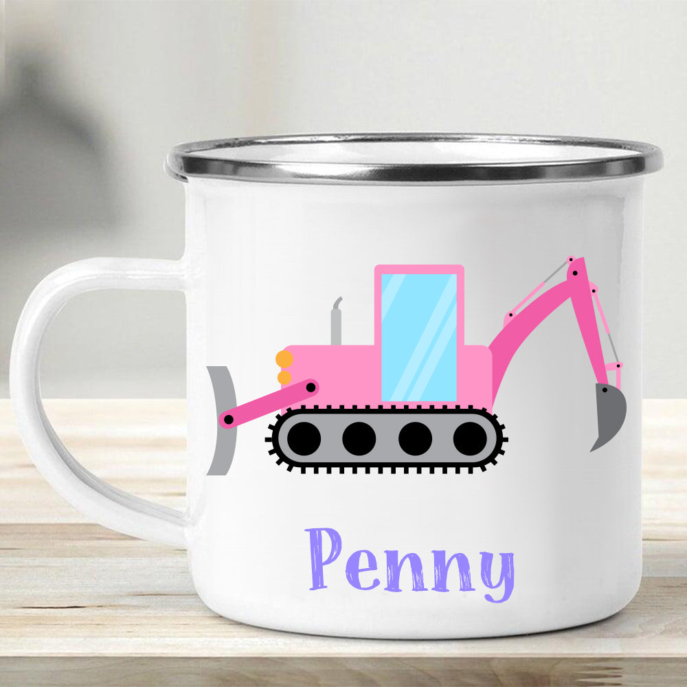 Custom Name Truck Children's Enamel Campfire Mug IX
