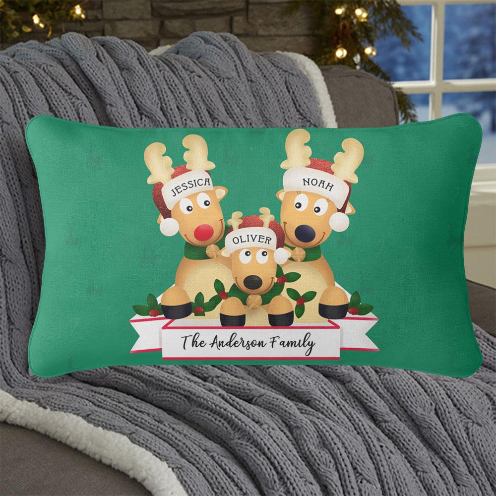 Personalized Christmas Deer Family Pillowcase With Name