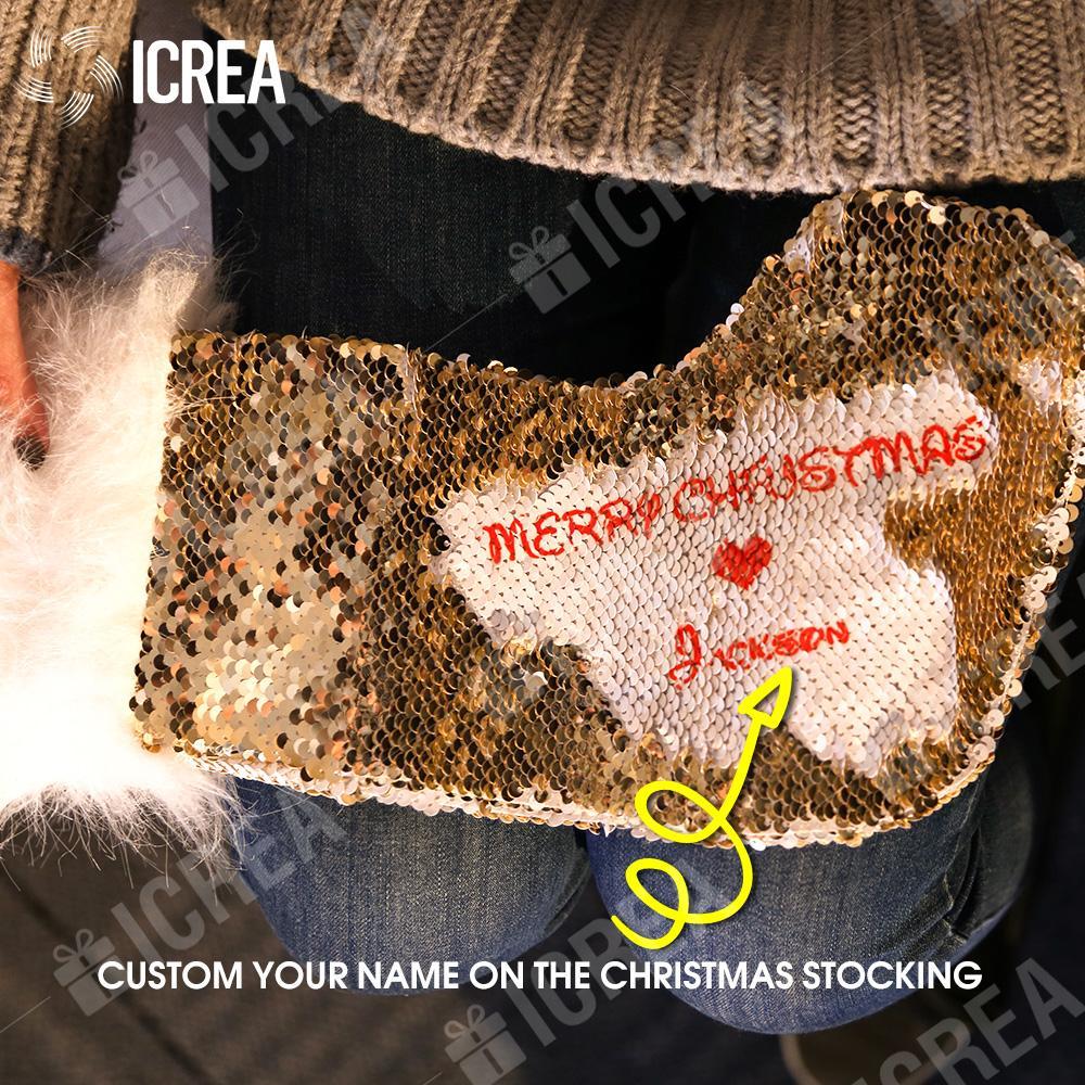 Personalized Sequins Christmas Stocking With Name