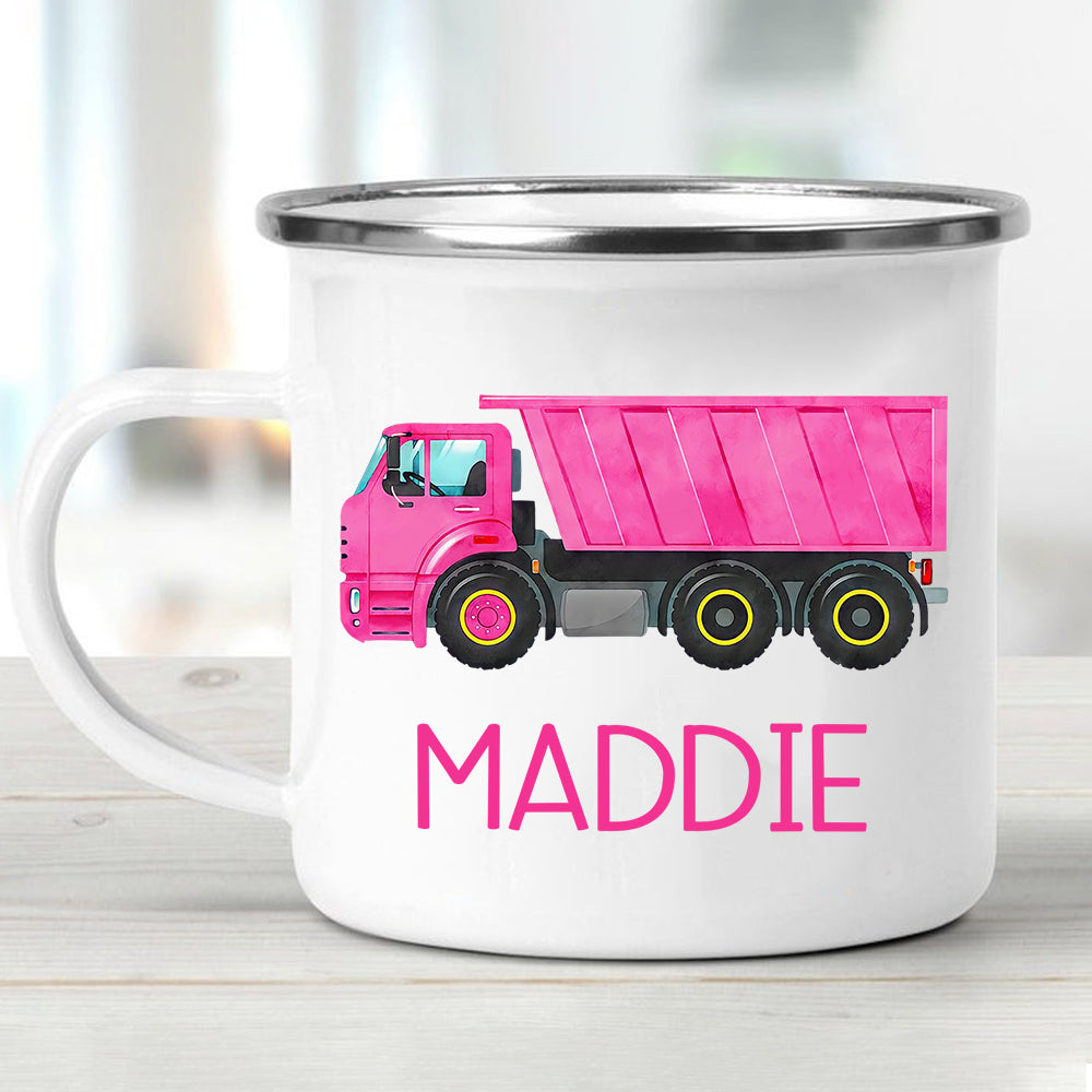 Custom Name Truck Children's Enamel Campfire Mug XVI