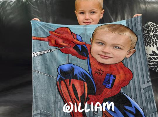 Personalized Hand-Drawing Kid's Photo Portrait Fleece Blanket