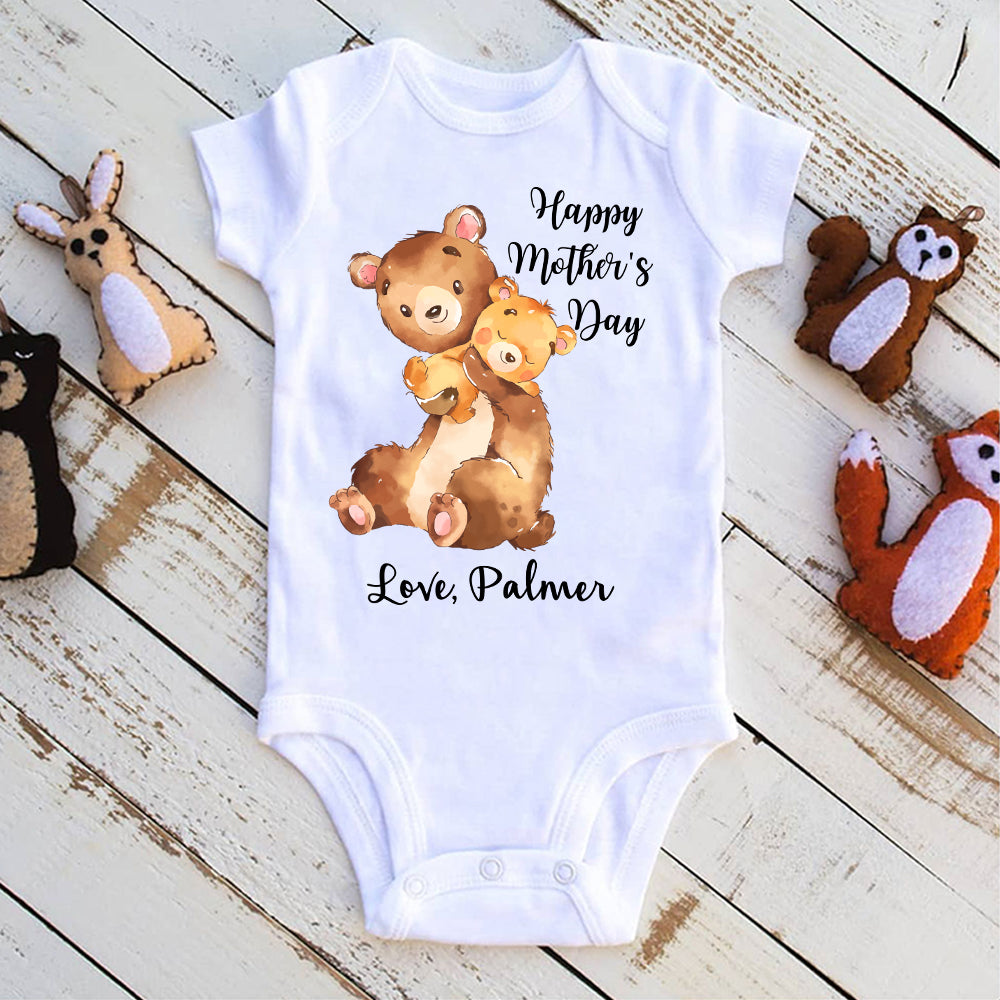 Custom Two Bears Mother's Day Baby Onesie