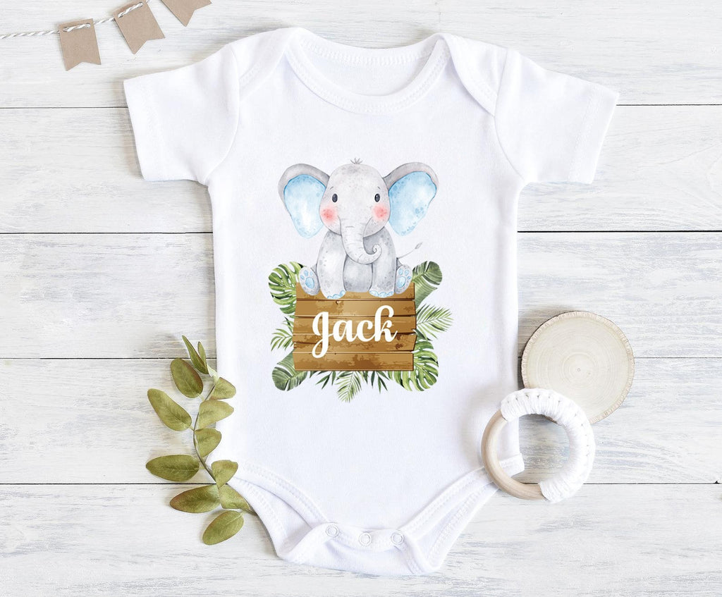 Personalized Baby Onesie I02-Elephant With Board