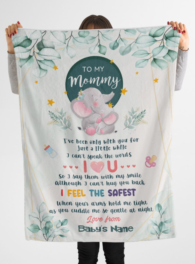 Personalized Elephant Blanket With Title and Name II04