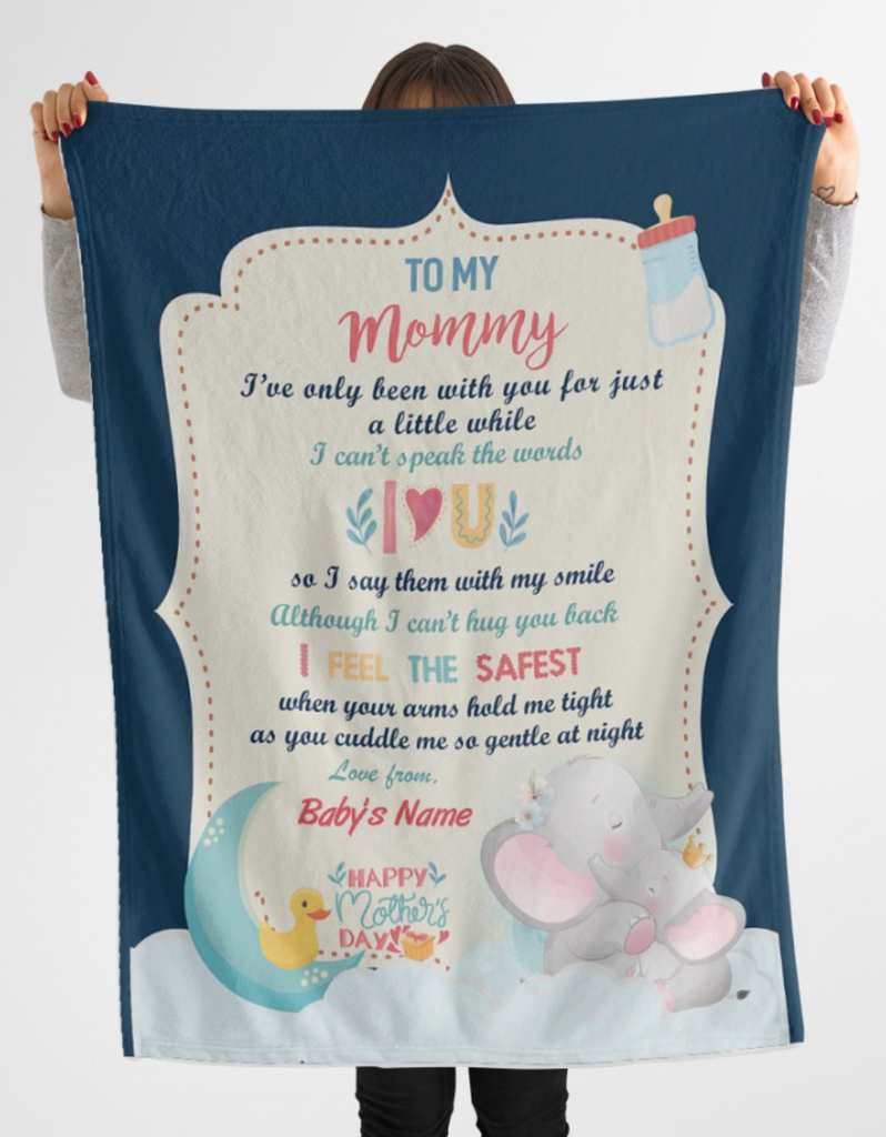 Personalized Elephant Blanket With Title and Name II05