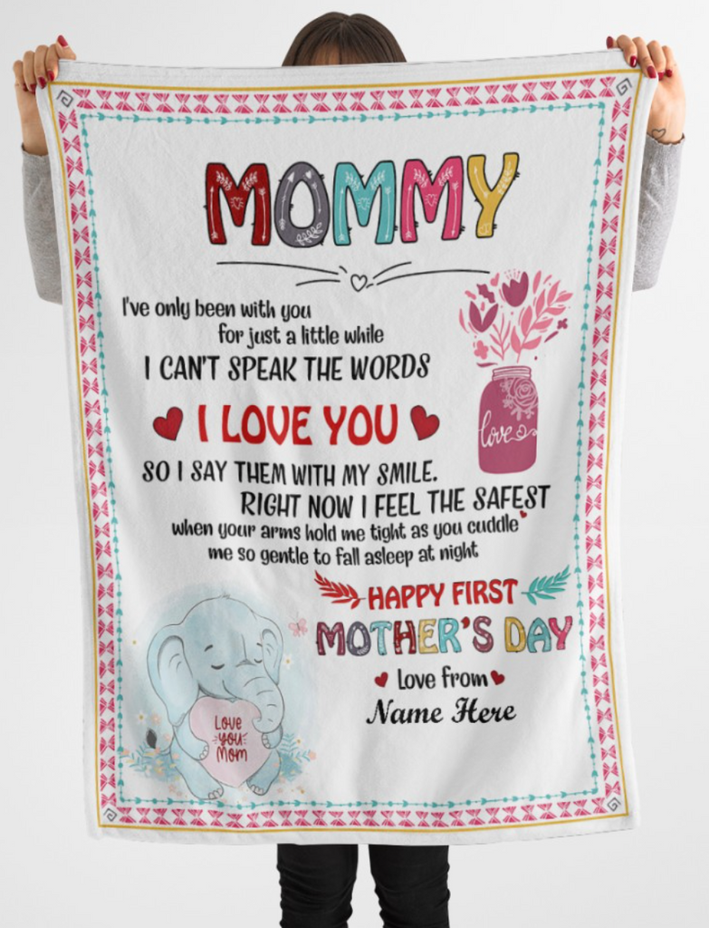 Personalized Elephant Blanket With Title and Name II07
