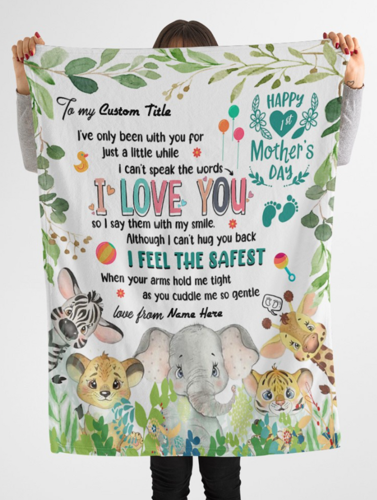 Personalized Elephant Blanket With Title and Name II09