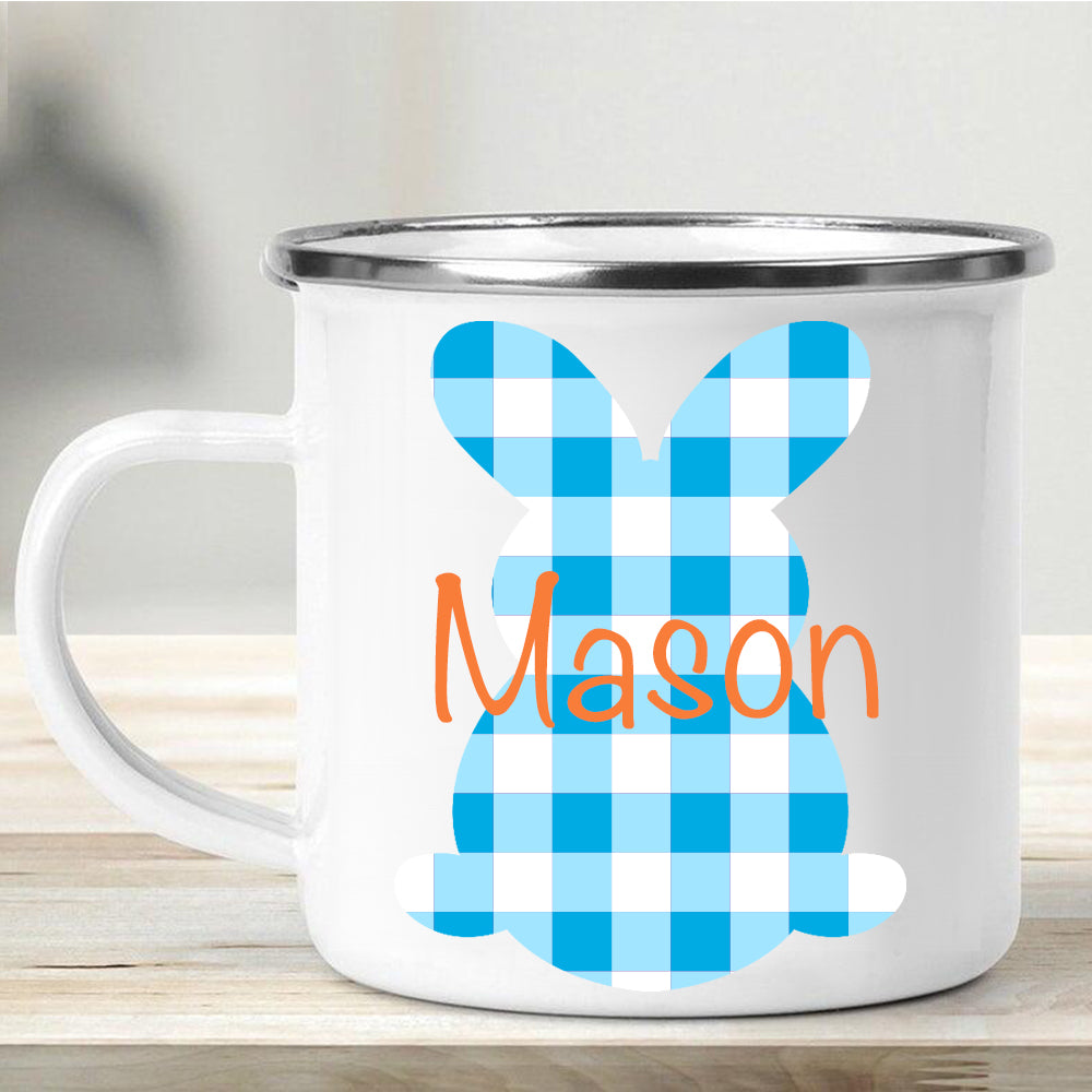 Custom Name Rabbit Easter Children's Enamel Campfire Mug IV