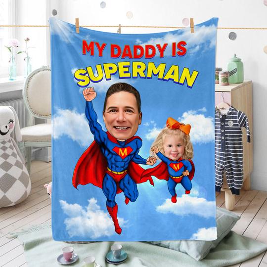 Custom Superhero Portrait Blanket with Photos