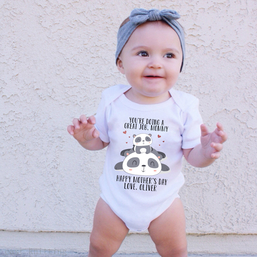 Custom Panda Mother's Day Baby Onesie