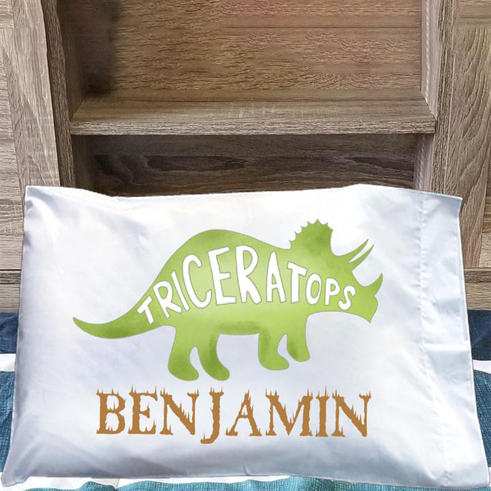 Custom Name Dinosaur Pillowcase