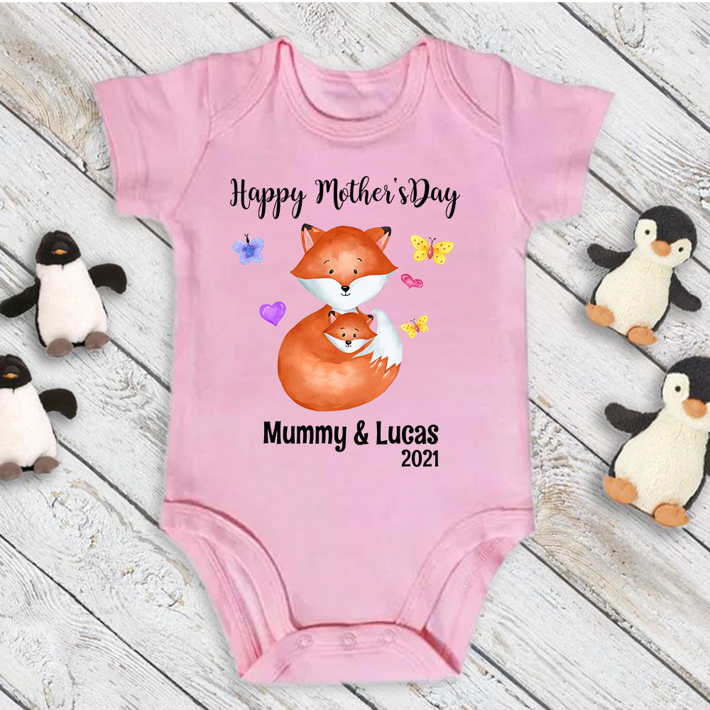 Custom Fox Mother's Day Onesies and Matching Mom Shirts