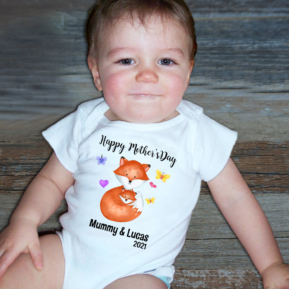 Custom Fox Mother's Day Onesies and Matching Mom Shirts