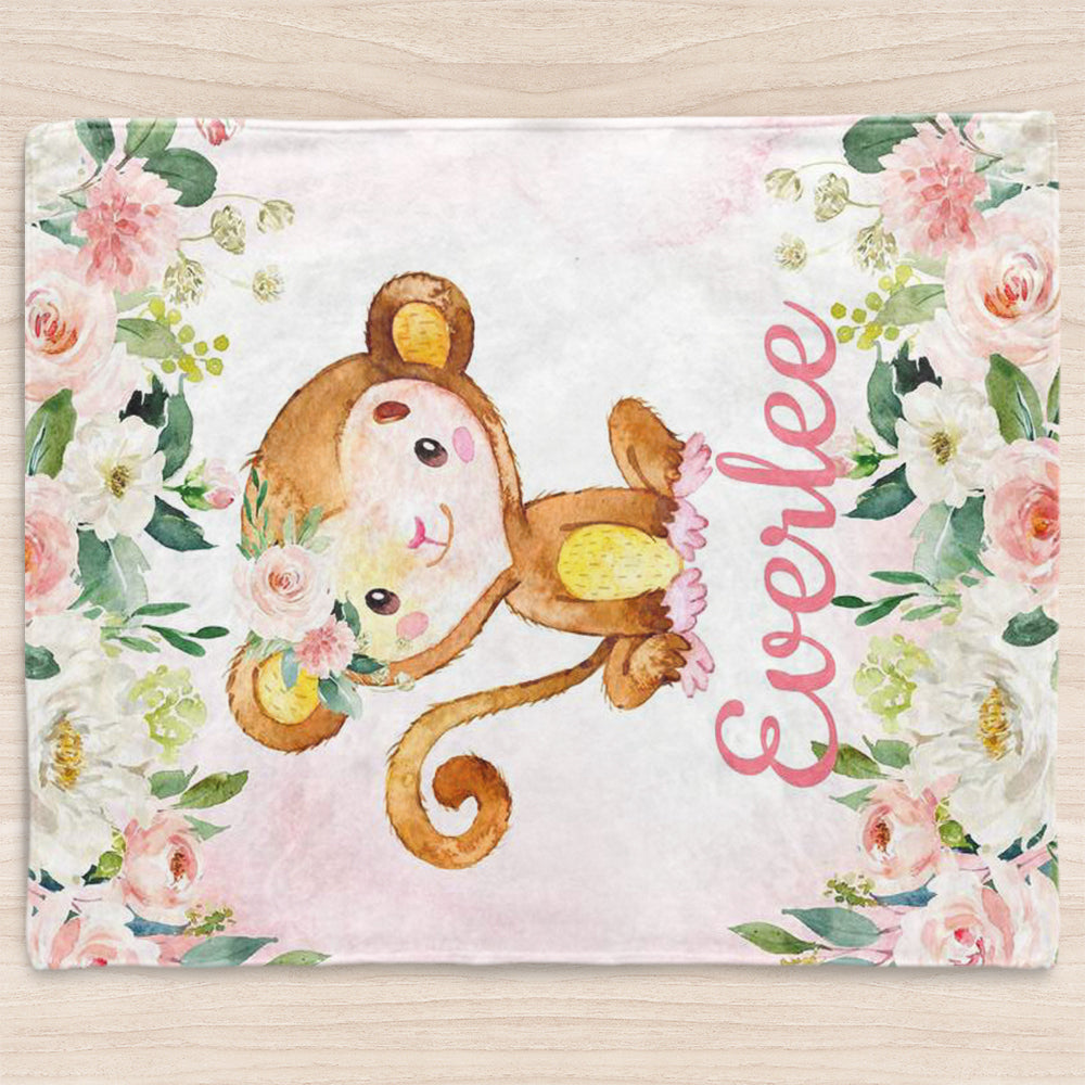 Custom Animal Flower Girl  and Boy Name Blanket