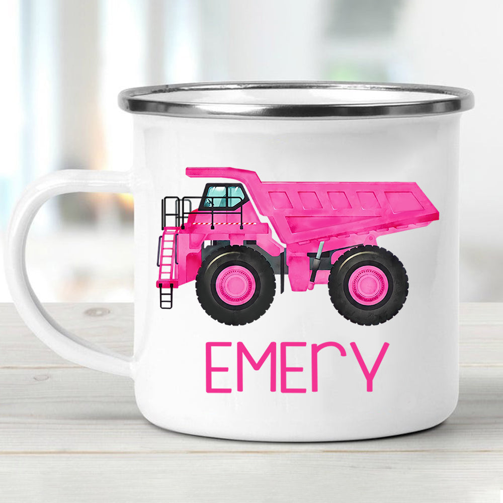 Custom Name Truck Children's Enamel Campfire Mug XVII