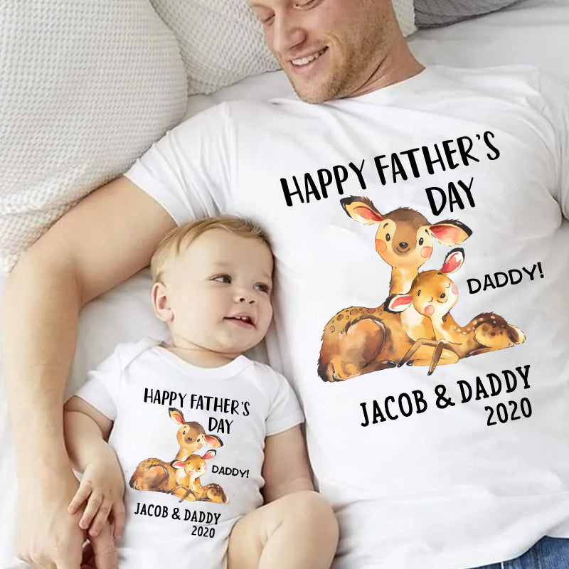 Custom Deer Father's Day Fleece Blankets / Baby Onesies / Daddy Shirts