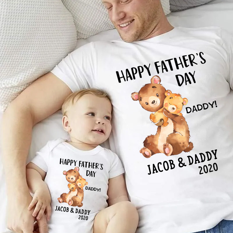 Custom Bear Father's Day Fleece Blankets / Baby Onesies / Dad Shirts